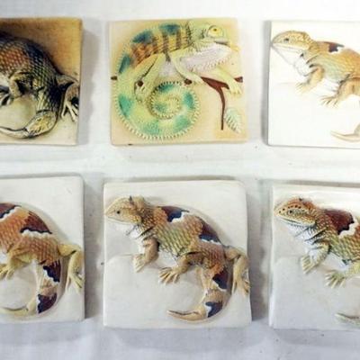 1068	NATALIE SURVING ARCHITECTURAL TILES, SURVING STUDIOS, REPTILE TILES, EACH APPROXIMATELY 4 IN X 4 IN, 6 TILES
