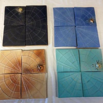 1039	NATALIE SURVING ARCHITECTURAL TILES, SURVING STUDIOS, SPIDER WITH WEBBING, EACH APPROXIMATELY 4 IN X 4 IN, 16 TILES
