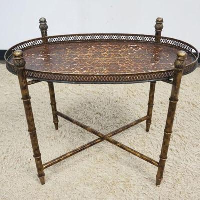 1191	ORNATE METAL LIFT TOP TRAY TABLE, APPROXIMATELY 28 IN X 16 IN X 24 IN H
