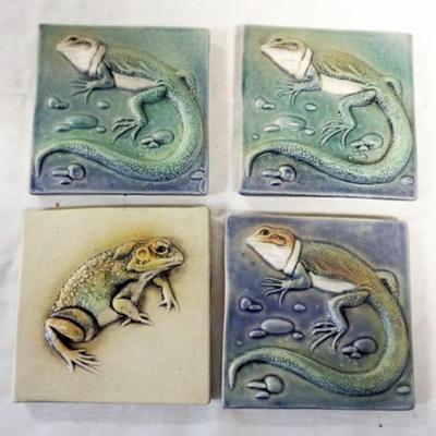 1069	NATALIE SURVING ARCHITECTURAL TILES, SURVING STUDIOS, REPTILE TILES, EACH APPROXIMATELY 4 IN X 4 IN, 4 TILES
