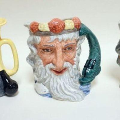 1016	3 ROYAL DOULTON TOBIES, VETERAN MOTORIST, NEPTUNE, MARK TWAIN, TALLEST APPROXIMATELY 9 IN
