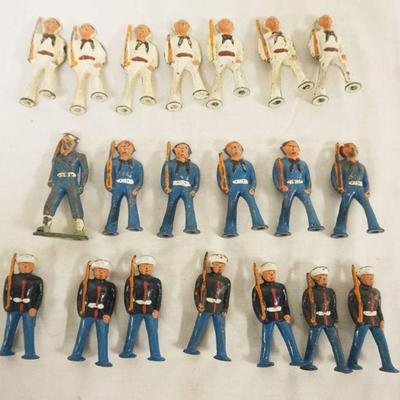 1258	GROUP OF ASSORTED VINTAGE 3 INCH CAST METAL TOY SOLDIERS & SAILORS
