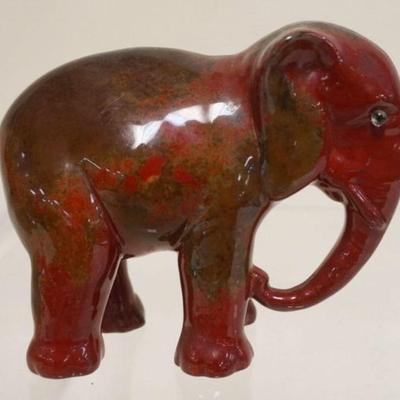 1030	CROWN DUCAL SPECTRIA FLAMBE POTTERY ELEPHANT, APPROXIMATELY 5 IN X 2 1/2 IN X 4 1/2 IN HIGH
