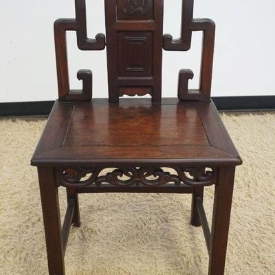1139	ASIAN TEAK CARVED CHAIR, APPROXIMATELY 21 IN X 16 IN X 37 IN H
