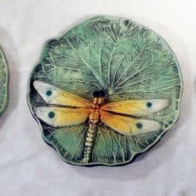 1071	NATALIE SURVING ARCHITECTURAL TILES, SURVING STUDIOS, DRAGON FLY TILES, EACH APPROXIMATELY 6 IN ROUND , 3 TILES

