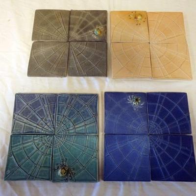1040	NATALIE SURVING ARCHITECTURAL TILES, SURVING STUDIOS, SPIDER WITH WEBBING, EACH APPROXIMATELY 4 IN X 4 IN, 16 TILES
