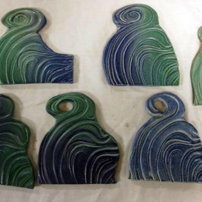 1050	NATALIE SURVING ARCHITECTURAL TILES, SURVING STUDIOS, LARGEST APPROXIMATELY 5 IN X 6 IN, 6 TILES
