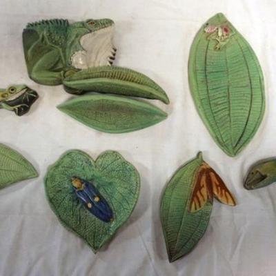 1047	NATALIE SURVING ARCHITECTURAL TILES, SURVING STUDIOS, REPTILE AND BUTTERFLY, 7 TILES
