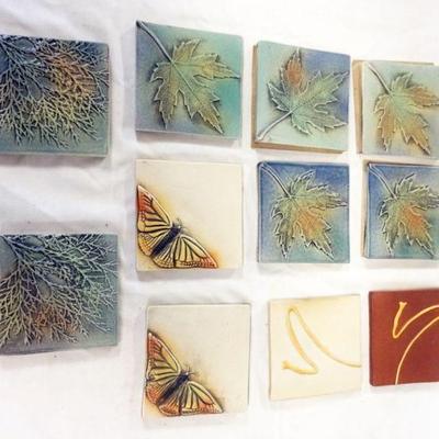 1074	NATALIE SURVING ARCHITECTURAL TILES, SURVING STUDIOS, ASSORTED LEAF, BRANCH AND BUTTERFLY TILES, EACH APPROXIMATELY 4 IN X 4 IN, 11...
