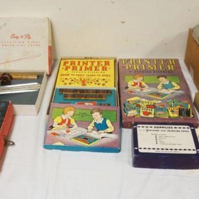 1247	VINTAGE CHILDREN'S TOYS, CRIME DETECTION LAB, SKYRO-PLANE, PRINTING PRESS & PRINTER PRIMER, UNSURE IF COMPLETE
