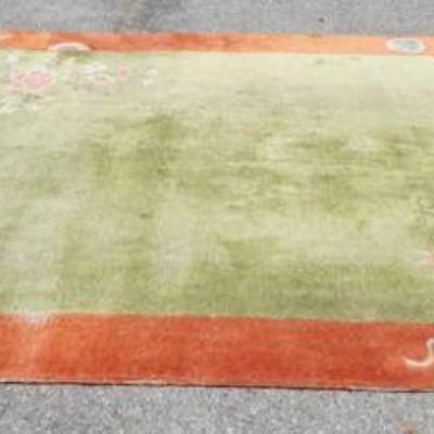 1203	ANTIQUE ROOM SIZE HAND WOVEN ORIENTAL RUG, APPROXIMATELY 11 FT 6 IN X 9 FT, SOME WEAR TO TOP
