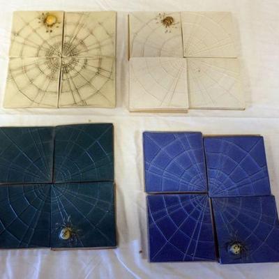 1042	NATALIE SURVING ARCHITECTURAL TILES, SURVING STUDIOS, SPIDER WITH WEBBING, EACH APPROXIMATELY 4 IN X 4 IN, 16 TILES
