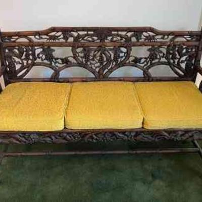 WWW001 Chinese Carved Wooden Bench