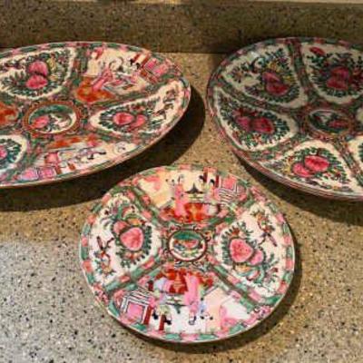 WWW071 Chinese Porcelain Rose Medallion Dishes