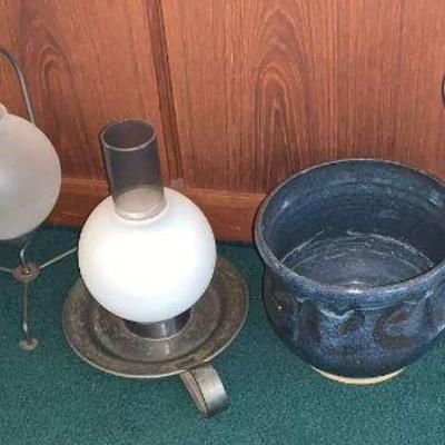 WWW124 Decorative Pottery, Candles, and a Crystal Vase