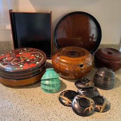 WWW080 Japanese Lacquer Ware Dishes & Trays