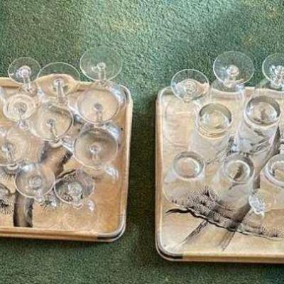WWW024- Huge Selection of Tropical Etched Glassware