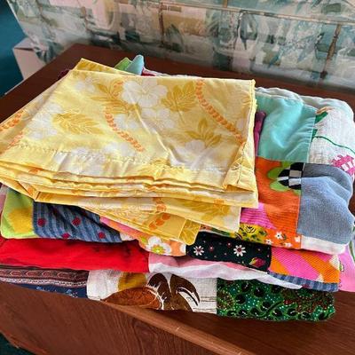 WWW187-Assorted Vintage Bark Cloth Handmade Patchwork Blankets