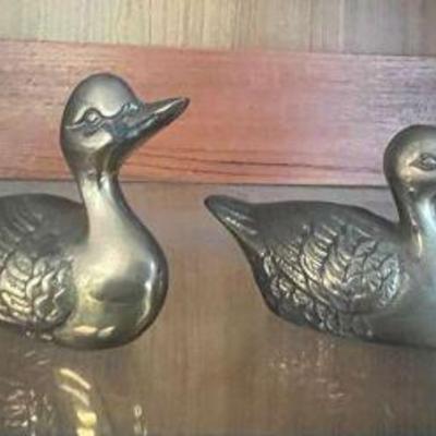 WWW126 Four Brass Ducks Paperweights Figurines