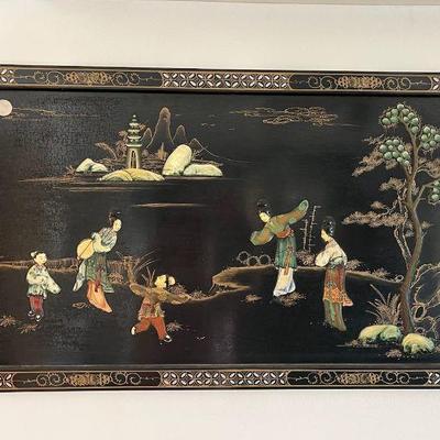 WWW006 Chinese Black Lacquered 2D Picture Wall Hanging 