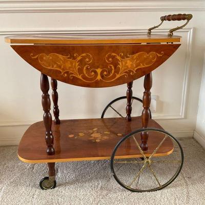 Incredible Italian Inlaid Wood tea Cart