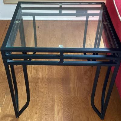 Glass End Table with Black Frame