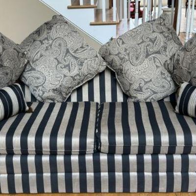 Black and Silver Striped Sofa