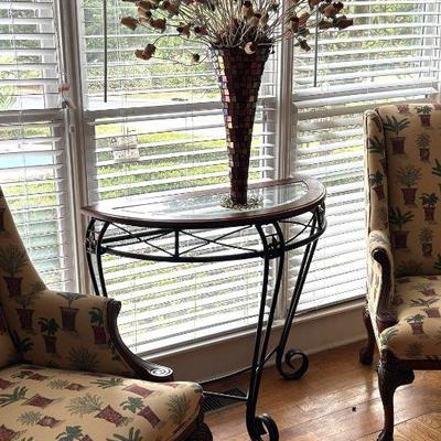 Half Round Glass Top Accent Table