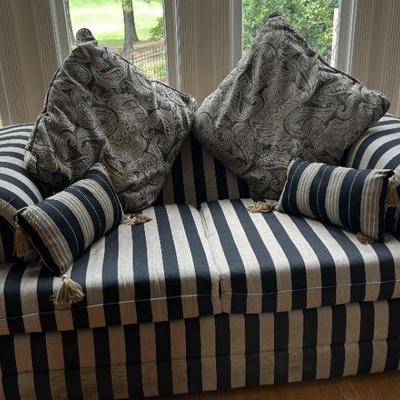 Black and Silver Striped Love Seat