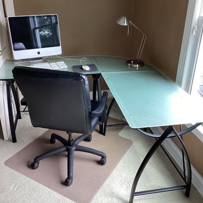 Glass Top Desk and Chair
