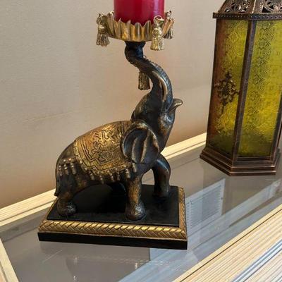 Gold and Bronze Elephant Candle Holder