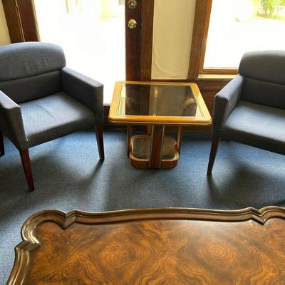Glass Top Wood End Table