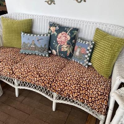 Antique White Wicker Sofa 