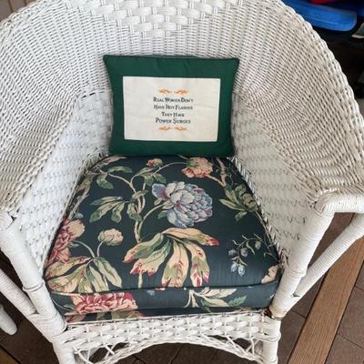 Antique White Wicker Rocker 