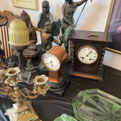 Bronze Finished Figures,  Clock, Vintage Clocks 