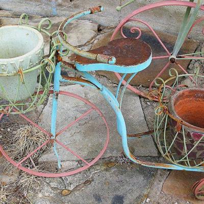 Vintage Garden Ornament Wrought Iron Tricycle Planter