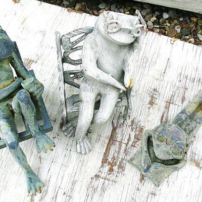 Cast Iron Frog Statues for Indoor or Outdoor