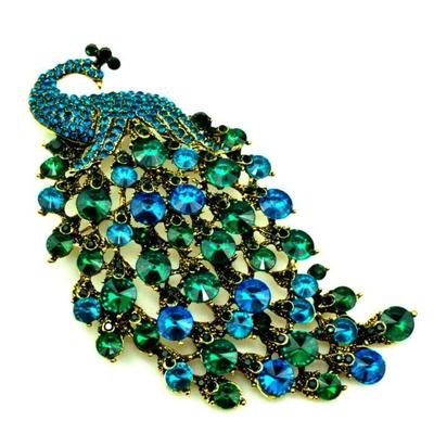 Gorgeous Rhinestone Peacock Brooch