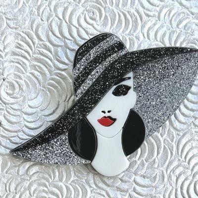 Lucite Lady Brooch