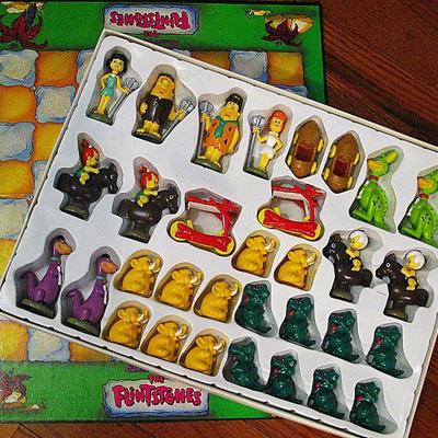 Vintage Flintstones Chess Set