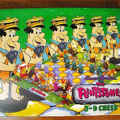 Vintage Flintstones Chess Set