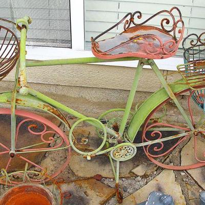 Vintage Garden Ornament Wrought Iron Bicycle Planter