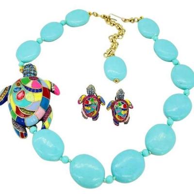 Heidi Daus Elephant Necklace & Earrings