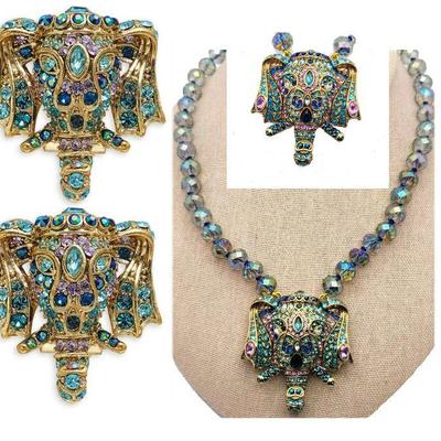 Heidi Daus Elephant Necklace with Matching Earrings