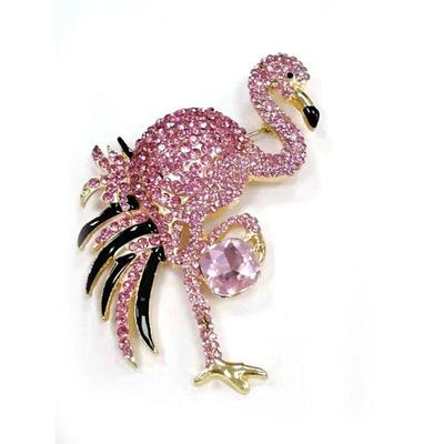 Rhinestone Flamingo Brooch
