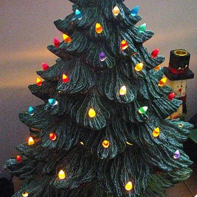 Vintage Ceramic Christmas Tree Lamp
