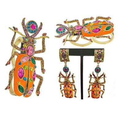 Heidi Daus Double Ring with Matching Dangle Earrings