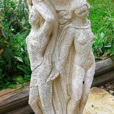 Trio Greek Nude Women Garden Pedestal