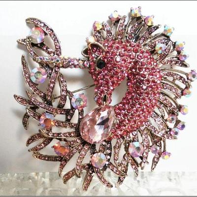 Rhinestone Unicorn Brooch