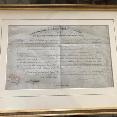 Promotion Proclamation signed by J. Monroe and J. Calhoun $1,825
22 3/4 X 17"